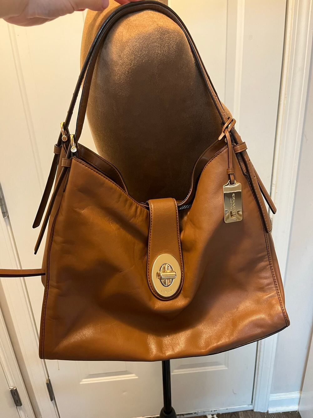 Coach Madison Carlyle Leather Shoulder Bag in Saddle Brown